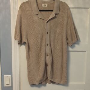 Marine Layer Beige Open-Knit Polo